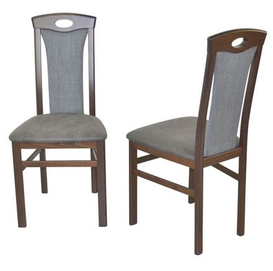 2 x Esszimmerstühle massivholz nussbaum Kunstleder/ Stoff anthrazit Stuhlset NEU