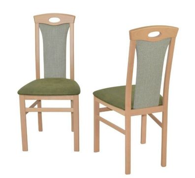2 x Esszimmerstühle massivholz Buche Kunstleder/ Stoff grün Stuhlset Holzstühle