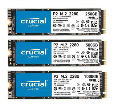 interne SSD Festplatte M.2 Crucial P2 NVMe PCIe 3.0 x 4 250GB 500GB 1TB