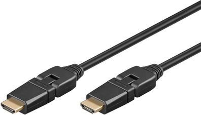 goobay High Speed HDMI 360° Kabel mit Ethernet vergoldet schwarz 2 m (Bulk)