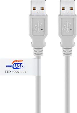 goobay USB 2.0 Hi-Speed-Kabel A Stecker auf A Stecker mit USB Logo grau 2 m