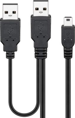 goobay USB 2.0 Hi-Speed Dual-Power Kabel 2 x A Stecker auf 5-pol. mini B Stecker ...