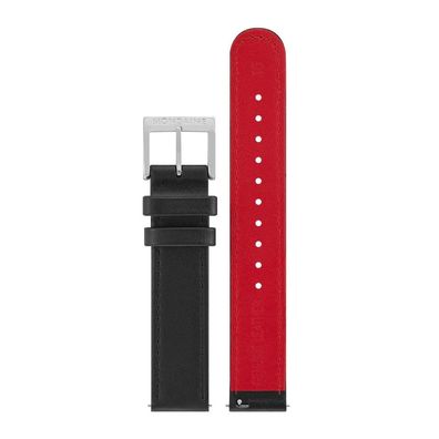 Mondaine Ersatzband, Wechselband Leder schwarz-rot, Stegbreite 16mm