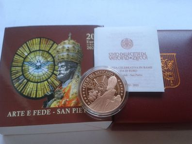 Original 20 euro 2021 PP Vatikan Kunst und Glaube Heiliger Petrus Kupfermünze
