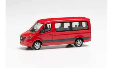 Herpa 096478 Mercedes-Benz Sprinter `18 Bus Flachdach, rot 1:87 (H0)