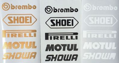Brembo Shoei Motul Motorsport Sponsoren Carbon Aufkleber Gold Racing Set