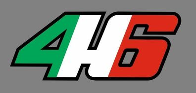 20cm x 8cm 2 x Startnummer 46 Italien Flagge Aufkleber Moto GP