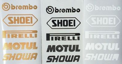 Brembo Shoei Motorsport Sponsoren Carbon Aufkleber Racing Set
