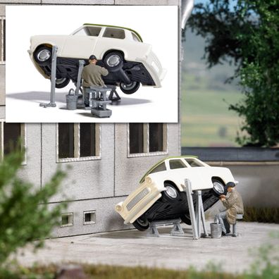 Busch 7938 Action-Set, Trabant Hebevorrichtung, H0 Modellwelten Bausatz 1:87