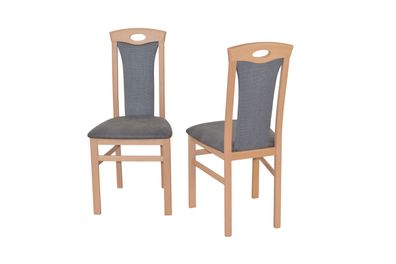 Stuhl 4581 Set Angebot, Buche massiv, Sitz Kunstleder Rücken Strukturstoff anthrazit