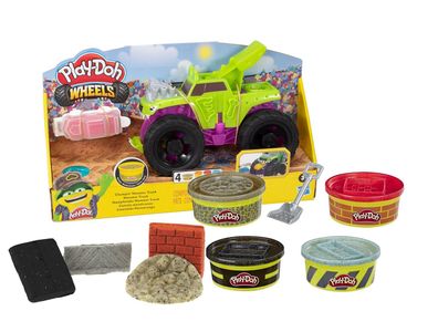 Play-Doh Wheels Set Mampfender Monster Truck mit Baustellen Asphalt Knete Bundle