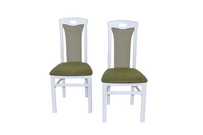 Stuhl 4581 im 2-er Set Angebot, weiß, Sitz Kunstleder, Rücken Strukturstoff grün