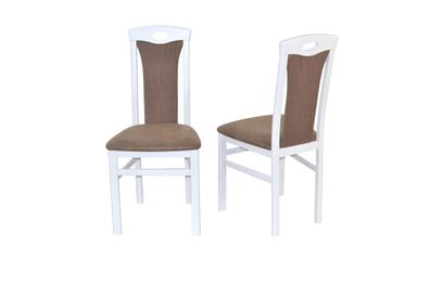 Stuhl 4581 im 2-er Set Angebot, weiß, Sitz Kunstleder, Rücken Strukturstoff braun
