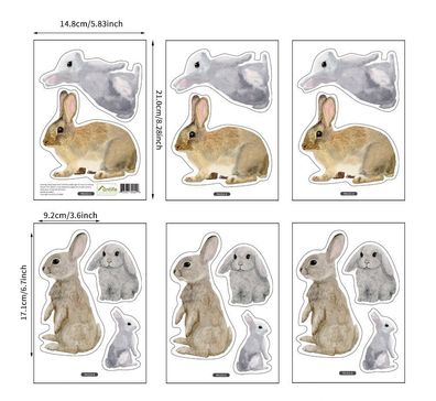 15 Aufkleber Hase Kaninchen Langohr DIY Wandtattoo Karnickel Sticker Tattoo Set