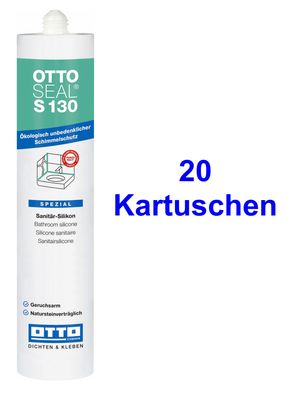 Ottoseal S130 20 x 310 ml Für Fliesen und Naturstein Silicon Sanitär-Silicon