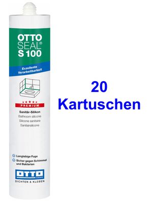 Ottoseal S100 20x300 ml Premium-Sanitär-Silikon Für innen und außen an Wand und Boden
