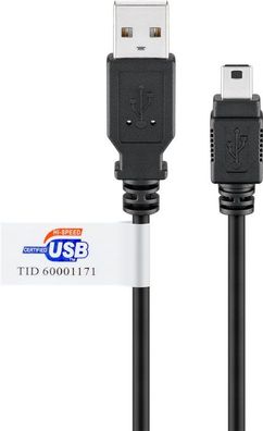 goobay USB 2.0 Hi-Speed-Kabel mit USB Zertifikat schwarz 1,8 m