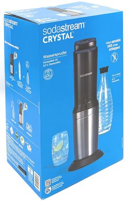 SodaStream Crystal 2.0 Zylinder Glaskaraffe 0,6L Wassersprudler Titan/ Silber NEU