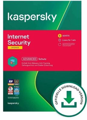 Kaspersky Internet Security 2022 / 5 PC 1 Jahr Neu Installation Verlängerung ESD