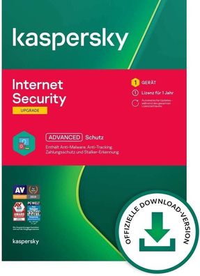 Kaspersky Internet Security 2022 1PC 1Geräte 1Jahr Vollversion Upgrade Top