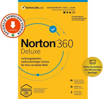Norton Security Deluxe 3.0 Vollversion ESD Deutsch 3 Geräte 1 Jahr Download 2022