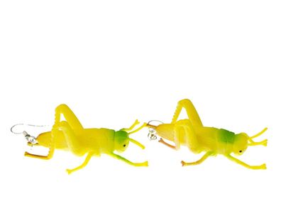 Heuschrecke Ohrringe Miniblings Grashüpfer Insekt Halloween Ohrhänger gelb