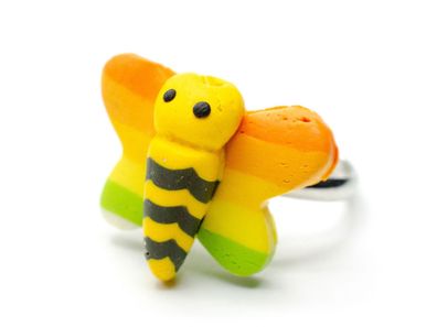 Schmetterling Kinderring Miniblings Ring Fingerring Glücksbringer Insekt Falter
