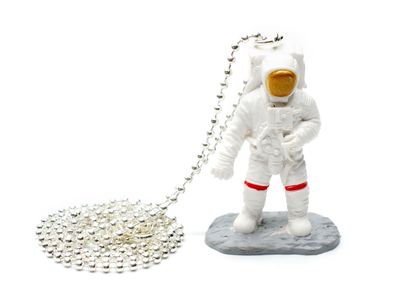 Astronaut Kette Halskette 80cm Miniblings Weltall Universum Raumfahrer weiß gold