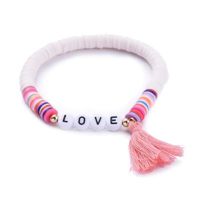 LOVE Liebe Perlenarmband Armband Glücksarmband Vinyl Perlen Quaste Freundschaft