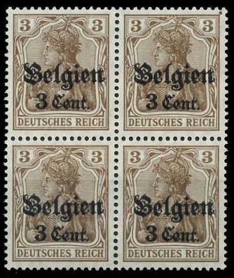 BES. 1WK Landespost Belgien Nr 11aI postfrisch Viererbl X45A8CA