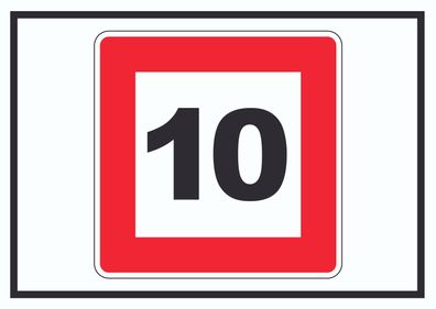 Höchstgeschwindigkeit 10 km/ h nicht zu überschreiten Schild mit Symbol