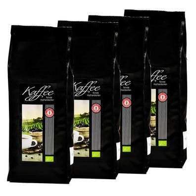 Schrader Kaffee Auswahl Exquisit 4er-Set Bio, ganze Bohne