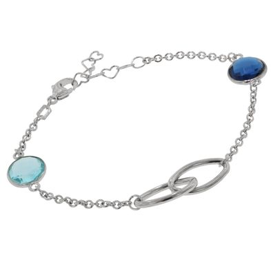 trendor Schmuck Armband für Damen 925 Sterlingsilber Armkette mit Blauen Quarzen 513