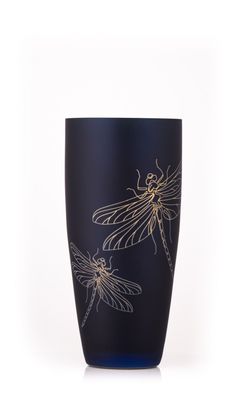 Vase Meadow Koboltblau matt Goldmetallic Kristallglas 250 mm