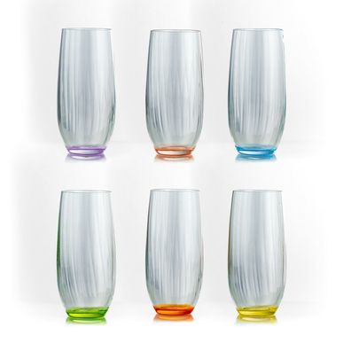 Longdrinks Wassergläser Club Saftglas Kristallglas 350 ml mehrfarbig 6er Set