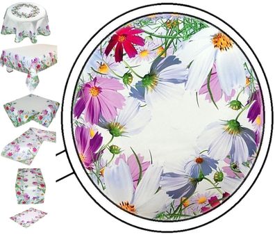 Tischdecke Tischläufer Deckchen Tischtuch Pflegeleicht Blumenpracht Weiß Bunt