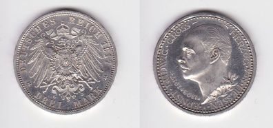3 Mark Silber Münze 1917 Regierungsjubiläum Hessen PP-, kl Kratzer, (150703)