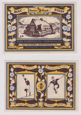 1/2 Rentenmark Banknote Baustein Turnhallenbau Cranzahl i. Erz. 1924 (151156)