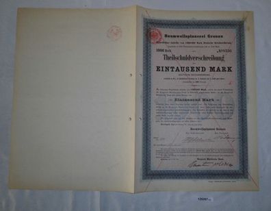 1000 Mark Teilschuldverschreibung Baumwollspinnerei Gronau 15. Juli 1897 (129267)