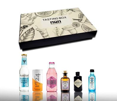 Gin Tonic Tasting Box 3x Gin Miniatur 3x Tonic - Fever Tree Mediterranean + 172