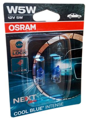 Osram W5W W2.1x9.5d Halogen Cool Blue Intense Next Gen. 2er Set 4000K 2825HCBN-02B