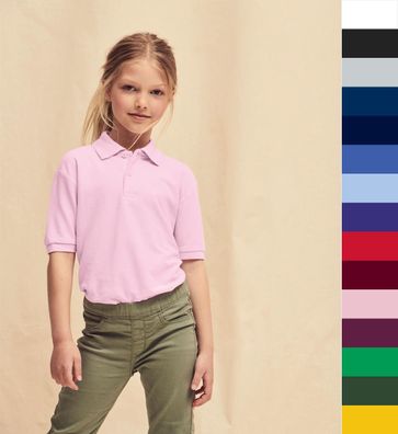 Fruit of the Loom Kinder Polo Shirt in 12 Farben 104-164 63-417-0 NEU