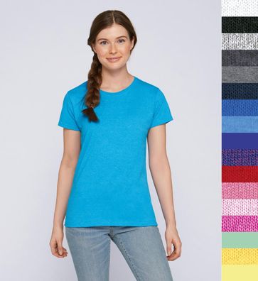 Gildan Damen dickes T-Shirt Top 17 Farben Baumwolle Heavy Shirt 5000L NEU