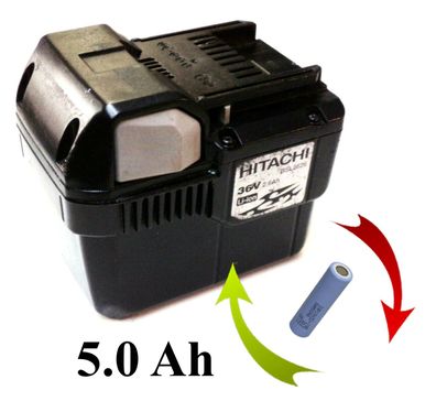 Akkureparatur Zellentausch für Hitachi Akku 36 V Li BSL 3626 mit 6,0 Ah 6000 mAh