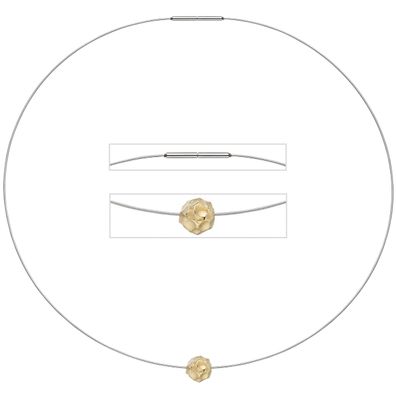 Collier Kette mit Anhänger aus Edelstahl mit 585 Gold kombiniert matt 42 cm