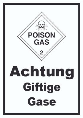 Schild Giftige Gase Poison Gas Totenkopf hochkant