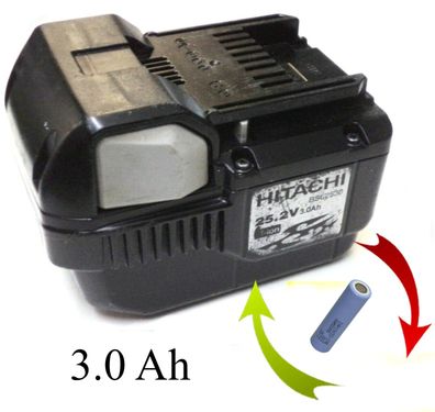 Akkureparatur Zellentausch für Hitachi Akku 25,2 V Li BSL 2530 mit 3.0 Ah 3000 mAh