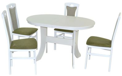 Essgruppe weiß Farbwahl Tischgruppe 4 x Stühle Tisch oval Esszimmergarnitur A1