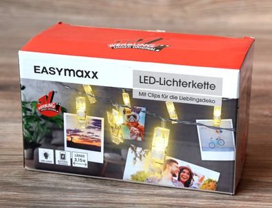 LED Lichterkette warmweiß Stripe Deko Batterie Wäscheklammern für Fotos Notizen