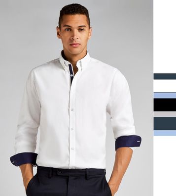 Kustom Kit Contrast Premium Oxford Button Down Shirt LS KK190 NEU
